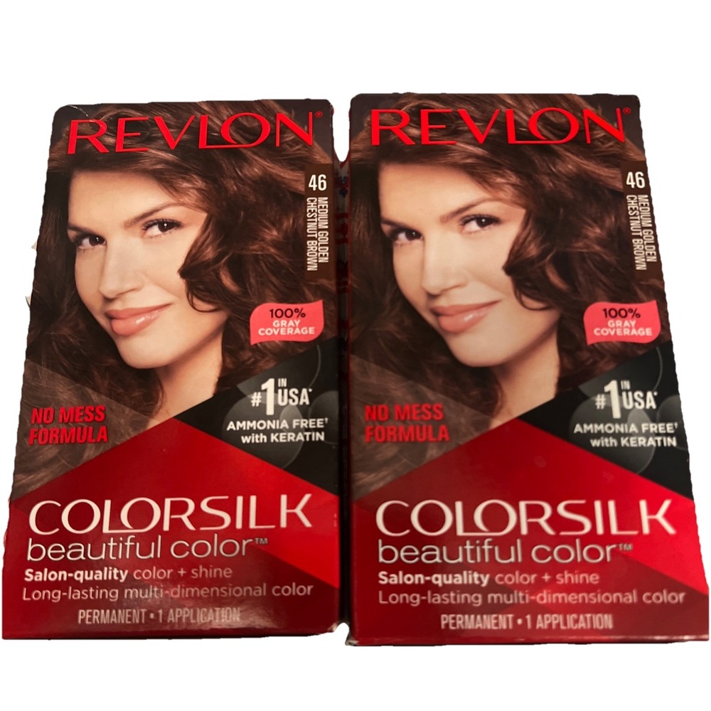 2 Revlon Colorsilk Beautiful Color 46 Medium Golden Chestnut Brown Permanent Dye